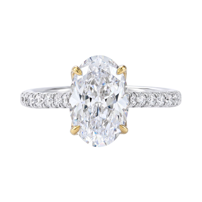 Oval Lab Grown Diamond 3 3/4ctw. Marquise Side Stone Engagement Ring in 14k Two Tone Gold image number null